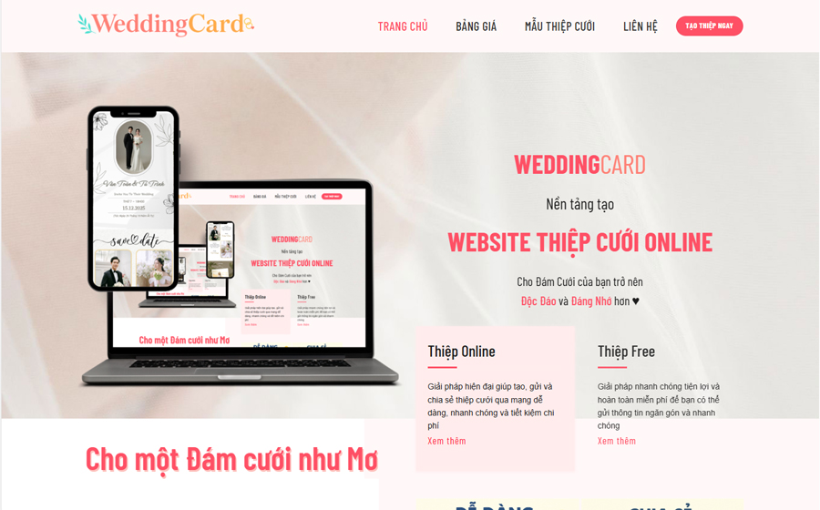 Nền tảng tạo thiệp cưới online - WeddingCard