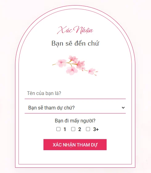 Giao diện tính năng RSVP xác nhận tham dự thông minh